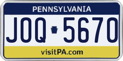 PA license plate JOQ5670