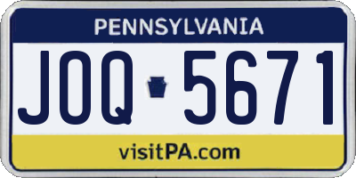 PA license plate JOQ5671