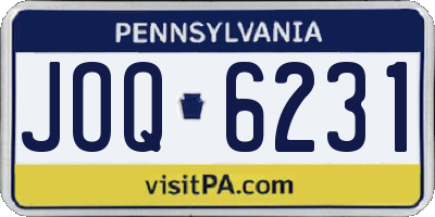 PA license plate JOQ6231