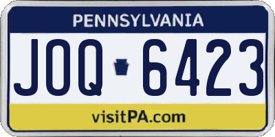 PA license plate JOQ6423