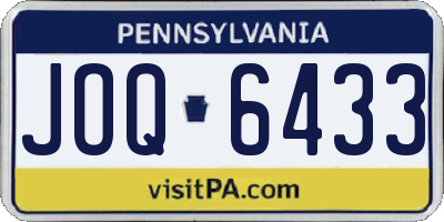 PA license plate JOQ6433