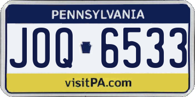 PA license plate JOQ6533