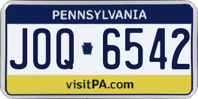 PA license plate JOQ6542