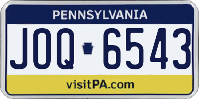 PA license plate JOQ6543