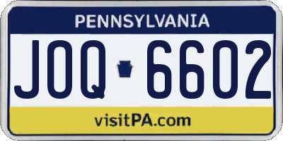 PA license plate JOQ6602