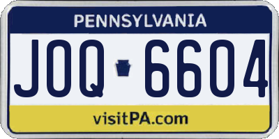 PA license plate JOQ6604
