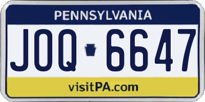 PA license plate JOQ6647