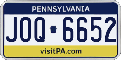 PA license plate JOQ6652