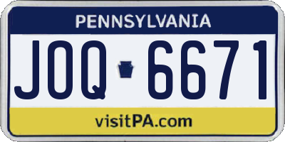 PA license plate JOQ6671