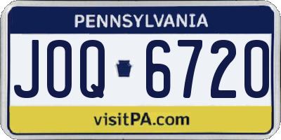 PA license plate JOQ6720