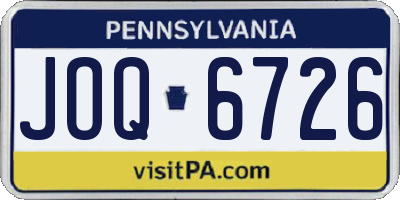 PA license plate JOQ6726