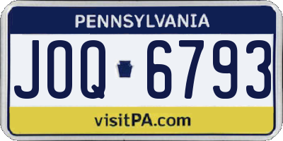PA license plate JOQ6793
