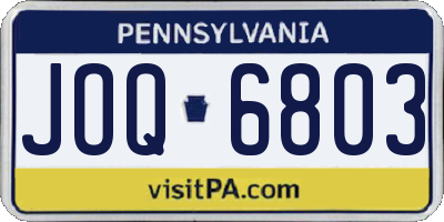 PA license plate JOQ6803