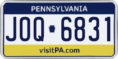 PA license plate JOQ6831