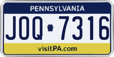 PA license plate JOQ7316