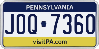 PA license plate JOQ7360