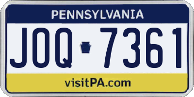 PA license plate JOQ7361