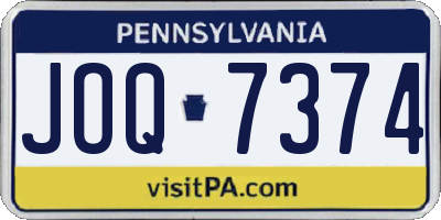 PA license plate JOQ7374
