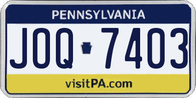 PA license plate JOQ7403