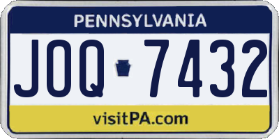 PA license plate JOQ7432