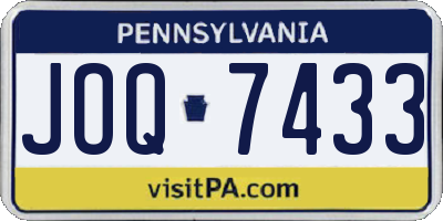 PA license plate JOQ7433