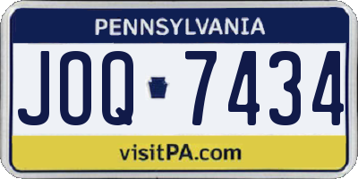PA license plate JOQ7434