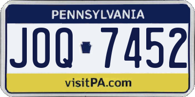 PA license plate JOQ7452
