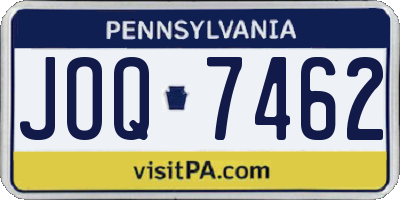 PA license plate JOQ7462