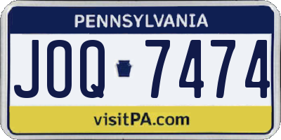PA license plate JOQ7474