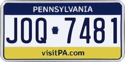 PA license plate JOQ7481