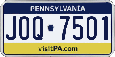 PA license plate JOQ7501