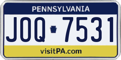 PA license plate JOQ7531