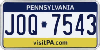 PA license plate JOQ7543