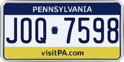 PA license plate JOQ7598