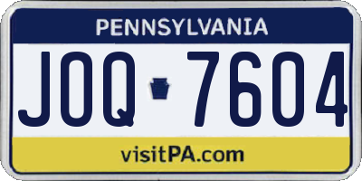 PA license plate JOQ7604