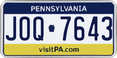 PA license plate JOQ7643