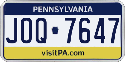 PA license plate JOQ7647