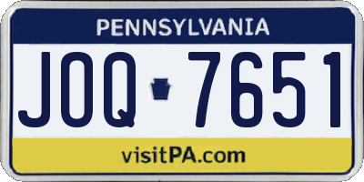 PA license plate JOQ7651