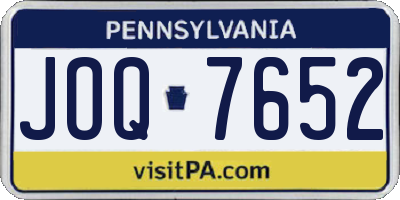 PA license plate JOQ7652