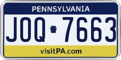 PA license plate JOQ7663