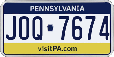PA license plate JOQ7674