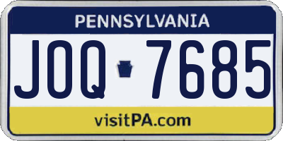 PA license plate JOQ7685