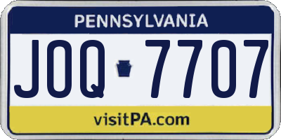 PA license plate JOQ7707