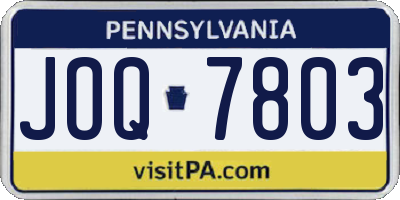 PA license plate JOQ7803
