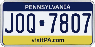 PA license plate JOQ7807