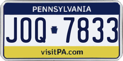 PA license plate JOQ7833