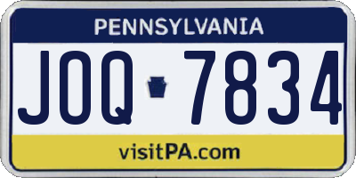 PA license plate JOQ7834