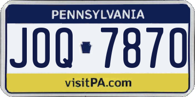 PA license plate JOQ7870