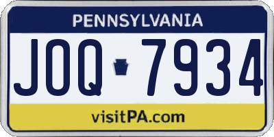 PA license plate JOQ7934