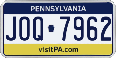PA license plate JOQ7962
